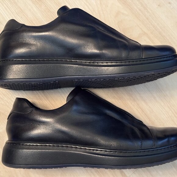 Karl Lagerfeld Mens Black Leather Lo Top no Lace US 10.5